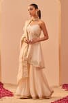 Buy_Sheetal Batra_Ivory Kurta Silk Chanderi Embroidery Tilla Sweetheart Neck Tahira Gharara Set _Online_at_Aza_Fashions