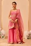 Buy Sheetal Batra Pink , Georgette, Organza Embroidery Tahira Thread Kurta Gharara Set at Aza Fashions Buy_Sheetal Batra_Pink , Georgette, Organza Embroidery Tahira Thread Kurta Gharara Set _at_Aza_Fashions