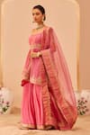Buy Sheetal Batra Pink , Georgette, Organza Embroidery Tahira Thread Kurta Gharara Set Online at Aza Fashions Buy_Sheetal Batra_Pink , Georgette, Organza Embroidery Tahira Thread Kurta Gharara Set _Online_at_Aza_Fashions