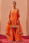 Buy_Sheetal Batra_Orange , Organza, Chanderi Gota Patti, Zari, Yasmin Kurta Set _at_Aza_Fashions