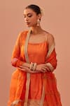 Sheetal Batra_Orange , Organza, Chanderi Gota Patti, Zari, Yasmin Kurta Set _Online_at_Aza_Fashions