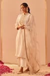 Buy_Sheetal Batra_Ivory Kurta And Palazzo Silk Chanderi Embroidery Tilla Band Collar Zaniab Set _Online_at_Aza_Fashions