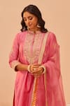Buy_Sheetal Batra_Pink Kurta And Palazzo: Silk Chanderi Embroidery Tilla Zaniab Set For Women_Online_at_Aza_Fashions