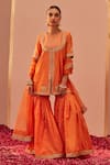 Buy_Sheetal Batra_Orange , Organza, Chanderi Gota Patti, Suhair Kurta Gharara Set _at_Aza_Fashions