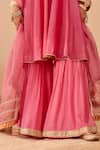 Buy_Sheetal Batra_Pink Kurta Silk Chanderi Embroidery Tilla V Fatima Zari Peplum Anarkali Set _Online_at_Aza_Fashions