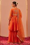 Sheetal Batra_Orange , Chanderi, Georgette, Fatima Peplum Anarkali Gharara Set _Online_at_Aza_Fashions