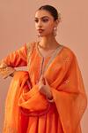 Buy_Sheetal Batra_Orange , Chanderi, Georgette, Fatima Peplum Anarkali Gharara Set _Online_at_Aza_Fashions