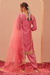 Sheetal Batra_Pink Kurta Silk Chanderi Embroidery Tilla Notched Aaima Thread Set _Online_at_Aza_Fashions