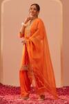 Buy_Sheetal Batra_Orange Organza, Satin, , Bamboo Lace, Cut Work, Aaima Kurta Set _Online_at_Aza_Fashions