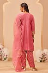 Sheetal Batra_Pink Kurta Silk Chanderi Embroidery Tilla Round Aymra Choga Set _Online_at_Aza_Fashions