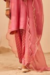 Buy_Sheetal Batra_Pink Kurta Silk Chanderi Embroidery Tilla Round Aymra Choga Set _Online_at_Aza_Fashions