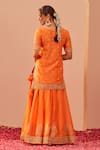 Sheetal Batra_Orange Kurta And Lehenga Silk Chanderi Embroidery Tilla Leaf Neck Faaiza Set _Online_at_Aza_Fashions