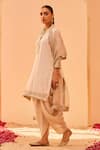 Shop_Sheetal Batra_Ivory Kurta Silk Chanderi Embroidery Tilla V Neck Faheeda Placket Set _at_Aza_Fashions