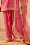 Shop_Sheetal Batra_Pink Kurta Silk Chanderi Embroidery Tilla Round Nafisah Salwar Set _at_Aza_Fashions