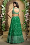 Aariyana Couture_Green Lehenga And Blouse Dupion Embroidery Floral V Neck Flower Bridal Set _Online_at_Aza_Fashions