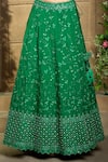 Buy_Aariyana Couture_Green Lehenga And Blouse Dupion Embroidery Floral V Neck Flower Bridal Set _Online_at_Aza_Fashions