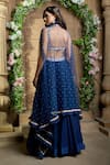 Ariyana Couture_Blue Ruffle Embroidered Cape Lehenga Set_Online_at_Aza_Fashions