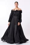 Buy_Scarlet Sage_Black Cupro Organza One Shoulder Madeline Maxi Dress  _at_Aza_Fashions