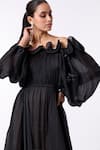 Shop_Scarlet Sage_Black Cupro Organza One Shoulder Madeline Maxi Dress  _at_Aza_Fashions