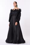 Buy_Scarlet Sage_Black Cupro Organza One Shoulder Madeline Maxi Dress  _Online_at_Aza_Fashions