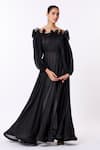 Shop_Scarlet Sage_Black Cupro Organza One Shoulder Madeline Maxi Dress  _Online_at_Aza_Fashions