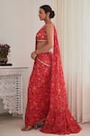 Buy_SHASHA GABA_Red Chanderi Embroidered Floral Print Pre-draped Saree With Blouse  _Online_at_Aza_Fashions