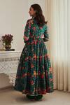 Shop_SHASHA GABA_Green Chanderi, Satin Sequins, Embroidery V-neck Floral Print Anarkali Set _at_Aza_Fashions