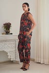 Shop_Shasha Gaba_Black Chanderi Sequins, Embroidery Turtle Neck Asymmetric Kurta And Pant Set _Online_at_Aza_Fashions