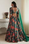 Shop_SHASHA GABA_Green Chanderi, Chiffon Sequins, Embroidery Floral Print Thread Lehenga Set _at_Aza_Fashions
