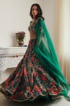 Buy_SHASHA GABA_Green Chanderi, Chiffon Sequins, Embroidery Floral Print Thread Lehenga Set _Online_at_Aza_Fashions