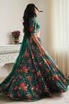 Shop_SHASHA GABA_Green Chanderi, Chiffon Sequins, Embroidery Floral Print Thread Lehenga Set _Online_at_Aza_Fashions