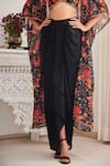 Buy_SHASHA GABA_Black Chiffon Embroidered Sequin Jacket Open Floral Skirt Set _Online_at_Aza_Fashions