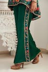 Buy_SHASHA GABA_Green Chanderi, Satin Embroidery, Sequins Floral Print Flared Kurta And Pant Set _Online_at_Aza_Fashions