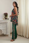 Shop_SHASHA GABA_Green Chanderi, Satin Embroidery, Sequins Floral Print Flared Kurta And Pant Set _Online_at_Aza_Fashions