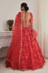 Shop SHASHA GABA Red Chanderi, Chiffon, Organza Sequins, Embroidery Floral Print Lehenga Set at Aza Fashions Shop_SHASHA GABA_Red Chanderi, Chiffon, Organza Sequins, Embroidery Floral Print Lehenga Set _at_Aza_Fashions