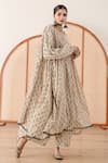 Gulabo Jaipur_Off White Cotton Printed Floral Round Abaya Anarkali Pant Set For Women_Online_at_Aza_Fashions