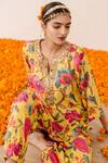 Buy Gulabo Jaipur Yellow Muslin Sequins, Mirrors Mandarin Collar Rain Floral Print Top And Pant Set Online at Aza Fashions Buy_Gulabo Jaipur_Yellow Muslin Sequins, Mirrors Mandarin Collar Rain Floral Print Top And Pant Set_Online_at_Aza_Fashions