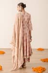 Shop Gulabo Jaipur Peach Cotton, Kota Doria Embroidery High Roshan Flower Print Anarkali Pant Set at Aza Fashions Shop_Gulabo Jaipur_Peach Cotton, Kota Doria Embroidery High Roshan Flower Print Anarkali Pant Set _at_Aza_Fashions