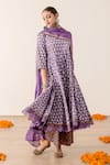 Buy_Gulabo Jaipur_Purple Cotton, Kota Doria Embroidery Roshan Floral Print Anarkali Pant Set _at_Aza_Fashions