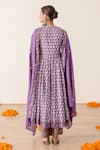Shop_Gulabo Jaipur_Purple Cotton, Kota Doria Embroidery Roshan Floral Print Anarkali Pant Set _at_Aza_Fashions
