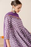 Shop_Gulabo Jaipur_Purple Cotton, Kota Doria Embroidery Roshan Floral Print Anarkali Pant Set _Online_at_Aza_Fashions
