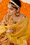 Buy Gulabo Jaipur Yellow Georgette, Organza Embroidery V-neck Ruby Floret Print Anarkali Pant Set Buy_Gulabo Jaipur_Yellow Georgette, Organza Embroidery V-neck Ruby Floret Print Anarkali Pant Set