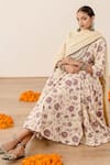 Shop_Gulabo Jaipur_Purple Cotton, Kota Doria Lace, Embroidery Sonam Flower Print Anarkali Pant Set_Online_at_Aza_Fashions