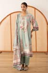 Buy_Gulabo Jaipur_Blue Muslin Printed Vintage Scoop Neck Zara Kurta Pant Set _at_Aza_Fashions