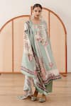 Gulabo Jaipur_Blue Muslin Printed Vintage Scoop Neck Zara Kurta Pant Set _Online_at_Aza_Fashions