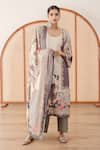 Buy_Gulabo Jaipur_Grey Muslin Printed Vintage Scoop Neck Zara Pattern Kurta Pant Set _at_Aza_Fashions