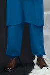 Buy_Nirmooha_Blue Crepe Plain Embellished Kurta With Pant _Online_at_Aza_Fashions