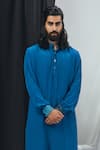 Shop_Nirmooha_Blue Crepe Plain Embellished Kurta With Pant _Online_at_Aza_Fashions