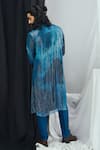 Shop_Nirmooha_Blue Nokia Silk Print Blotch Hand Embroidered Kurta With Pant _at_Aza_Fashions