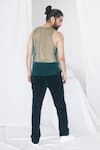 Shop_Nirmooha_Green Net Cording Detail Tank T-shirt _at_Aza_Fashions